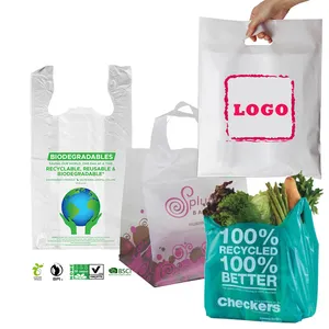 YC Factory Disposable HDPE/LEPE Custom Shopping Bag Plastic Supermarket Biodegradable T Shirt Shopping Thank You Plastic Bags