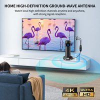 Antenne TV numérique intérieure avec amplificateur et lumière LED, longue portée, pour maison, camping-car et camping