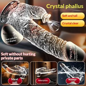 Fabricant en gros de jouets sexuels pour adultes, gode réaliste transparent, grand gode, imperméable, matériau doux pour la peau, contrôle manuel, féminin - Product Image 2