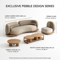 Sofá Curvo de Madera de Teca Sólida, Duradero, Contemporáneo, Modular, con Otomana Incluida, Mesa de Centro, Asiento Individual, Sofá de Exterior de Alta Gama