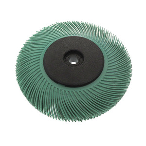 Cepillo de disco de cerdas radiales de alta calidad con mango de goma de nailon amarillo, cepillo de aguja giratorio para pulido, resistente al óxido, OEM, para jardinería exterior - Product Image 2