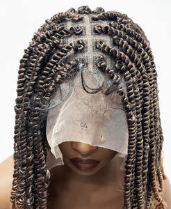 Peluca de <span class=keywords><strong>Cabello</strong></span> Sintético Trenzado con Dreads Tejidas a Mano con Encaje Completo, <span class=keywords><strong>Dos</strong></span> Hebras, <span class=keywords><strong>Cabello</strong></span> Trenzado <span class=keywords><strong>Corto</strong></span> para Mujeres Negras Africanas - Product Image 3