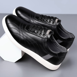 Zapatos Casuales de Cuero para Hombre, Negros, Tacón Bajo, Suela de Goma Antideslizante, Cómodos para Caminar - Product Image 3