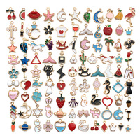Lots en Gros de Breloques et Pendentifs en Émail Plaqué Or Assorties pour Fabrication de Bijoux DIY Colliers, Bracelets et Boucles d'Oreilles