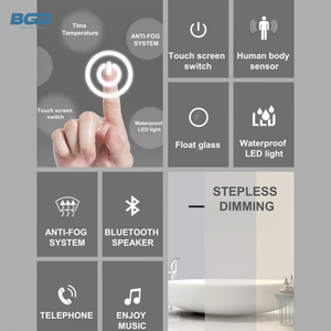 <span class=keywords><strong>Espejo</strong></span> Inteligente de Alta Definición para <span class=keywords><strong>Baño</strong></span>, Impermeable, <span class=keywords><strong>Antivaho</strong></span>, con Iluminación LED, Conectividad <span class=keywords><strong>Bluetooth</strong></span>, Sensor de Cuerpo Humano, Moderno - Product Image 6