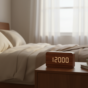 <b>Digital</b> Alarm <b>Clock</b> Wood Style Led Display 1200mm Size With Time Function For Bedroom Use - Product Image 3