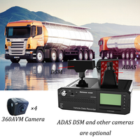 Caméra 3D 360AVM Fish Eye, enregistreur vidéo, ADAS, DSM, AI, MDVR, 8CH, 4G, GPS, WiFi, système de surveillance de la conduite tout-en-un pour camions