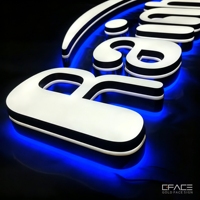 Enseigne lumineuse LED multicolores sans bordure en acrylique, éclairage frontal, étanche IP65, logo 3D personnalisé pour bureaux/bâtiments