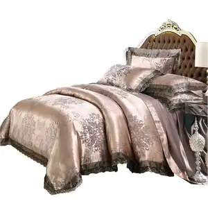 High Quality Custom Satin Jacquard Fabric Polyester Cotton Bed Sheet Bedding Set for Bedroom