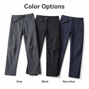 Men's Summer Lightweight Casual Pants Waterproof Breathable Straight Leg <strong>Trousers</strong> 3D Tailoring Elastic Mid <strong>Side</strong> <strong>Zip</strong> Colored - Product Image 3