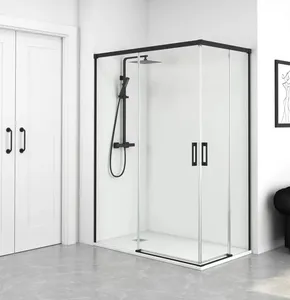Fabricante Pinghu, cabina de ducha de vidrio deslizante moderna, pantalla de baño de vidrio templado con Marco, accesorios de baño - Product Image 4