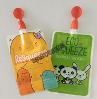 Pochette à bec verseur réutilisable et lavable au lave-vaisselle pour bébé avec cuillère d'alimentation
