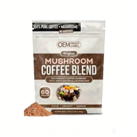 Café instantané au Ganoderma sous marque privée OEM, extrait de café aux champignons Reishi en poudre, café aux champignons Crinière de lion