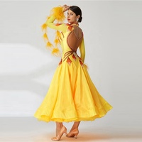 Robe de danse latine moderne, tenue de bal, de couleur jaune, avec plumes d'autruche, haut de gamme, pour compétition, offre spéciale, B-2084
