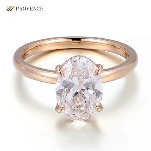 Anillos Finos con Diamante de Laboratorio DEF VVS de Corte Ovalado de 3 Quilates, Oro Sólido de 18k, Anillos de Compromiso y Boda Personalizados, Regalo de Aniversario para Mujer - Product Image 2