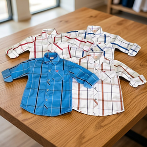 เสื้อผ้าเด็กลายสก็อต,แฟชั่นใหม่เสื้อเด็กผู้ชายผ้าฝ้าย - Product Image 3