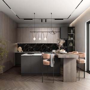 Isla de Cocina Pequeña con Almacenamiento y Asientos, Gabinetes de Cocina de Madera Contrachapada, Gabinetes Hechos a Medida - Product Image 4