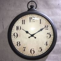 Jam Dinding Analog Kuarsa Oval Besar Menterry Gaya Retro Rustic Vintage Antik Hitam