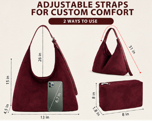 2026 New Trendy <b>Water</b> Resistant Hobo Shoulder Bag with Inner <b>Pouch</b> Large Capacity Suede Leather Tote Bag Women's Chains - Product Image 5