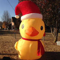Décoration de Noël Canard géant gonflable jaune Mascotte Canard de Noël avec lumières LED