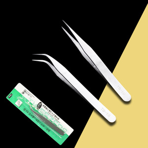 Stainless Steel Tweezers Straight And Curved Tip TS 10 Precision For Mobile Repair Diy <b>Craft</b> Supplies - Product Image 1