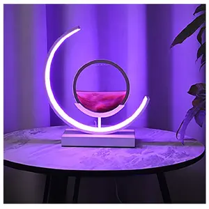 Night Light Bedroom Light 3D Flowing Light Sand Glass Lamp Hourglass Metal Table Lamp