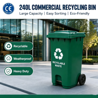 Poubelle à pédale extérieure en plastique grande capacité 240L avec logo personnalisé, deux roues