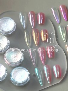 Poudre à ongles effet miroir Aurora Pure White, pigment chrome blanc lune pour manucure brillante et nail art - Product Image 3