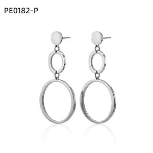 Pendientes geométricos chapados en plata de aleación de zinc Amy Amy Trendy para mujer, joyería de fiesta PE0182 - Product Image 1