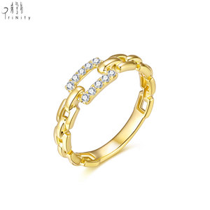 Nouveautés : Bague chaîne classique, design populaire en gros, simple, en or massif 18 carats avec diamants naturels, pour la Saint-Valentin - Product Image 2