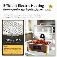 Chauffe-plat électrique intelligent numérique en acier inoxydable 304, à double chauffage (humide et sec), motif grain de bois, pour buffet de mariage et traiteur YT