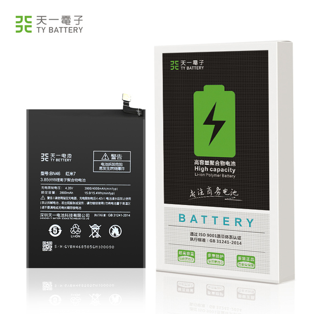 Original 4000mAh 3.85V Li-ion Polymer Battery BN46 for Xiaomi Redmi Note 8/8T/7/6 New Condition Mobile Phone Replacement Battery