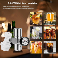 Régulateur de charge de bonbonne en alliage d'aluminium certifié 0-60 PSI, mini-régulateur de CO2 portable avec filetage 3/8 pouces et ensemble de raccords à bille pour pique-nique
