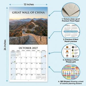 Large 2027 Office Historical Scenery Relics Calendar <strong>Custom</strong> Printing Service <strong>Wall</strong> Calendar - Product Image 3