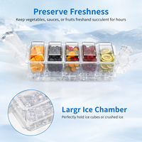 Boîte à condiments glacée avec 5 récipients, plateau à condiments avec couvercles séparés, vaisselle amovible pour accessoires de bar