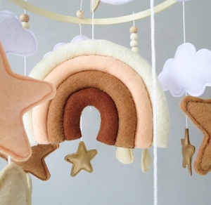 Mobile de berceau en <span class=keywords><strong>feutre</strong></span> mignon en forme de nuage, lune et étoile, suspendu et rotatif, pour décoration de chambre de bébé et de nourrisson, vente en gros - Product Image 3
