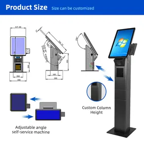 Bellissimo schermo orizzontale qr scanner di codici a barre led display luminoso incorporato stampante di ricevute pagamento e chiosco di accodamento