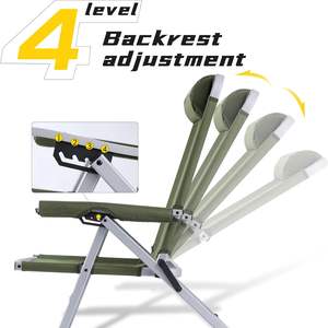 เก้าอี้ตกปลาพับได้ปรับระดับได้ 4 ระดับ รุ่น Whitsunday Iron แบบพกพา สำหรับเดินป่า ปีนเขา ชายหาด สีเขียว - Product Image 4