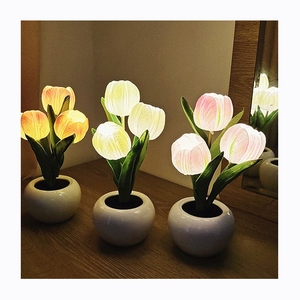 Desk Light Romantic Home Decor Rechargeable 5V Battery Lamp Bedroom 2026 New LED <strong>Tulip</strong> <strong>Table</strong> Bedside Night Simulation Flower 32 - Product Image 1
