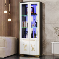 Meuble de Luxe 2024 en Promotion : Vitrine à Vin en Bois Blanc pour Salon