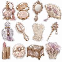 Autocollants en résine époxy 3D vintage pour miroir de parfum, poudre et miroir, feuille A6 découpée, pour bijoux de boudoir, peignes, décalcomanies, loisirs créatifs DIY, imperméables