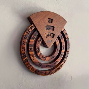 Factory Wholesale Creative Wooden Perpetual <b>Calendar</b> Manual Rotation Wooden Disc Perpetual Desk <b>Calendar</b> - Product Image 3