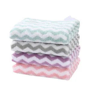 定制图案冷却毛巾编织方形opp袋 + 纸箱一次性条纹超细纤维厨房毛巾卸妆用
