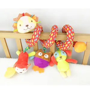 kids stroller Winding cartoon plush toy Baby bed crib hanging plush activity spiral cot stroller toy baby sound activated toys