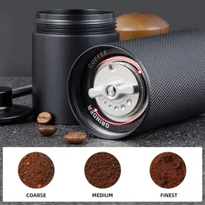 Al-Alloy Body 420 penggiling kopi Manual, penggiling kopi Manual portabel kecil Espresso penggunaan rumahan baja tahan karat