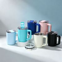 Gobelet de voyage isotherme sans BPA de 450 ml, design moderne, en acier inoxydable, couvercle anti-fuite, portable, pour boissons chaudes ou froides, bouteille sous vide