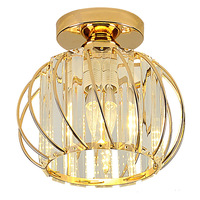 Lampe de couloir de luxe Design Vintage moderne Cage en métal luminaire en cristal îlot de cuisine plafonnier LED