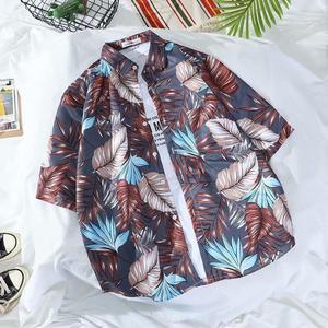 เสื้อเชิ้ตฮาวายลายพิมพ์ลำลองสำหรับผู้ชายสไตล์เรโทร ผ้ากำมะหยี่ แห้งเร็ว ผ้าฝ้ายแท้ 100% ไซส์ 6XL <span class=keywords><strong>ชุด</strong></span>ชายหาด - Product Image 5