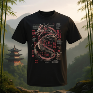 Camiseta con caligrafía de dragón chino Yin Yang, diseño unisex pequeño - Product Image 3