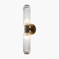 Lampu Dinding Kristal Desain Modern E14 Kaca Tembaga Kustom, Lampu Dinding Kuningan untuk Dekorasi Rumah, Hotel, Vila, dan Kamar